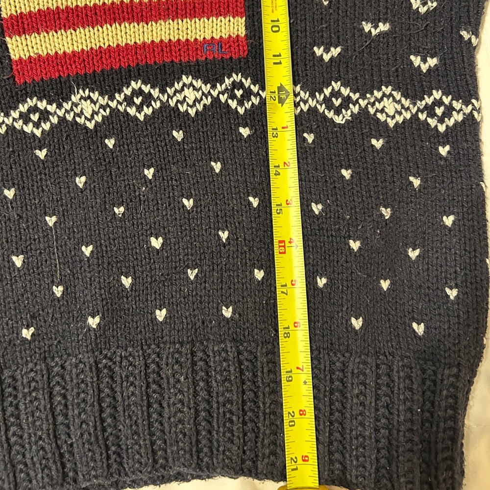 87 Vtg Ralph Lauren Polo Navy American Flag Sweater - Picture 6 of 7